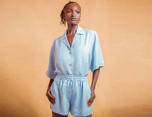 Cotton Boxer Shorts in Baby Blue